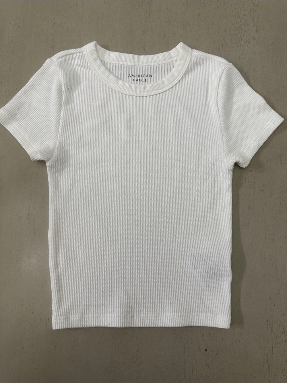 American Eagle Waffle Hey Baby Tee Shirt - White - Size XXS - EUC